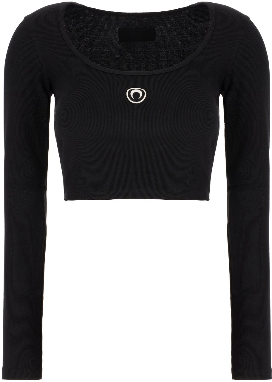 Marine Serre Black cotton top Zwart