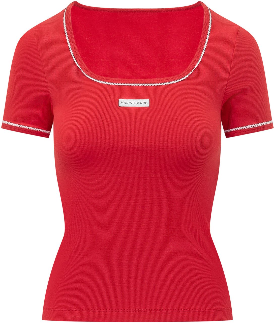 Marine Serre T-shirt con Scollo Quadrato Rood