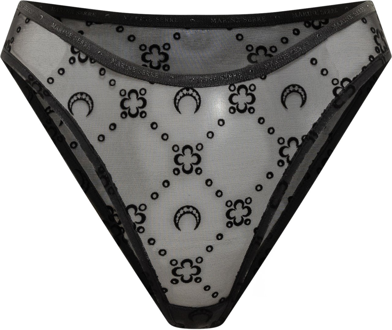 Marine Serre Marine Serre Slip in Tulle con Ricami Logo Zwart