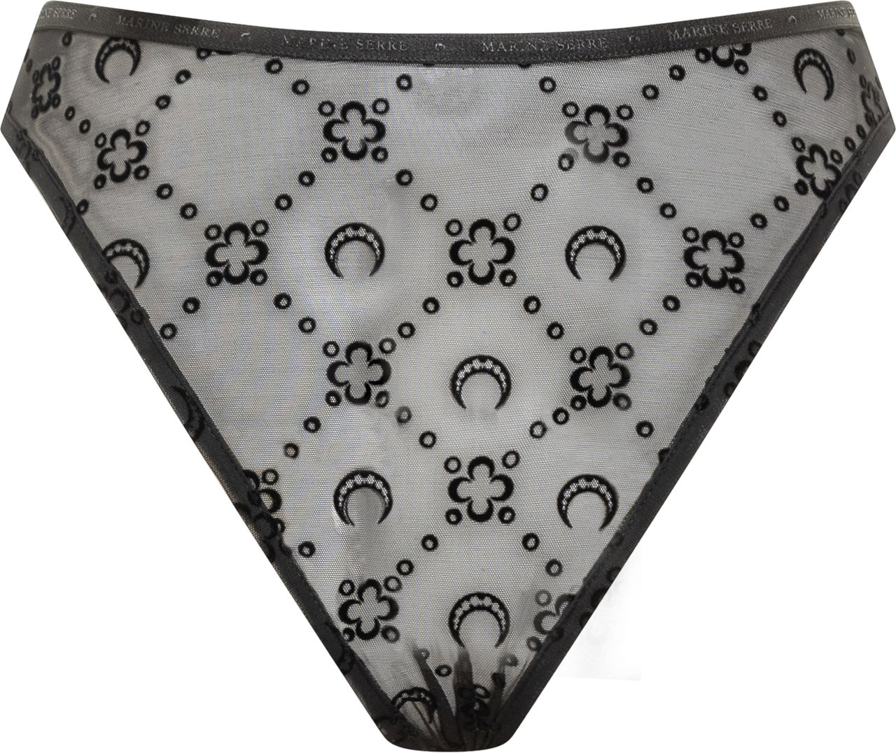 Marine Serre Marine Serre Slip in Tulle con Ricami Logo Zwart