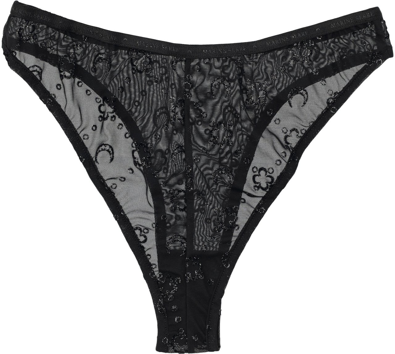 Marine Serre Mesh Flock Brief Glitter Nero Zwart