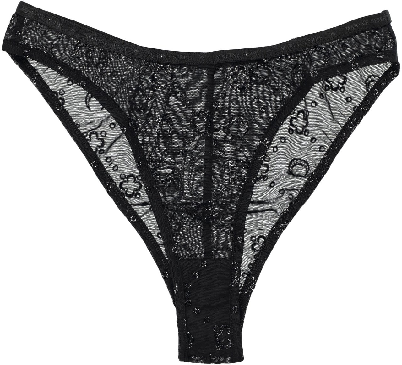 Marine Serre Mesh Flock Brief Glitter Nero Zwart