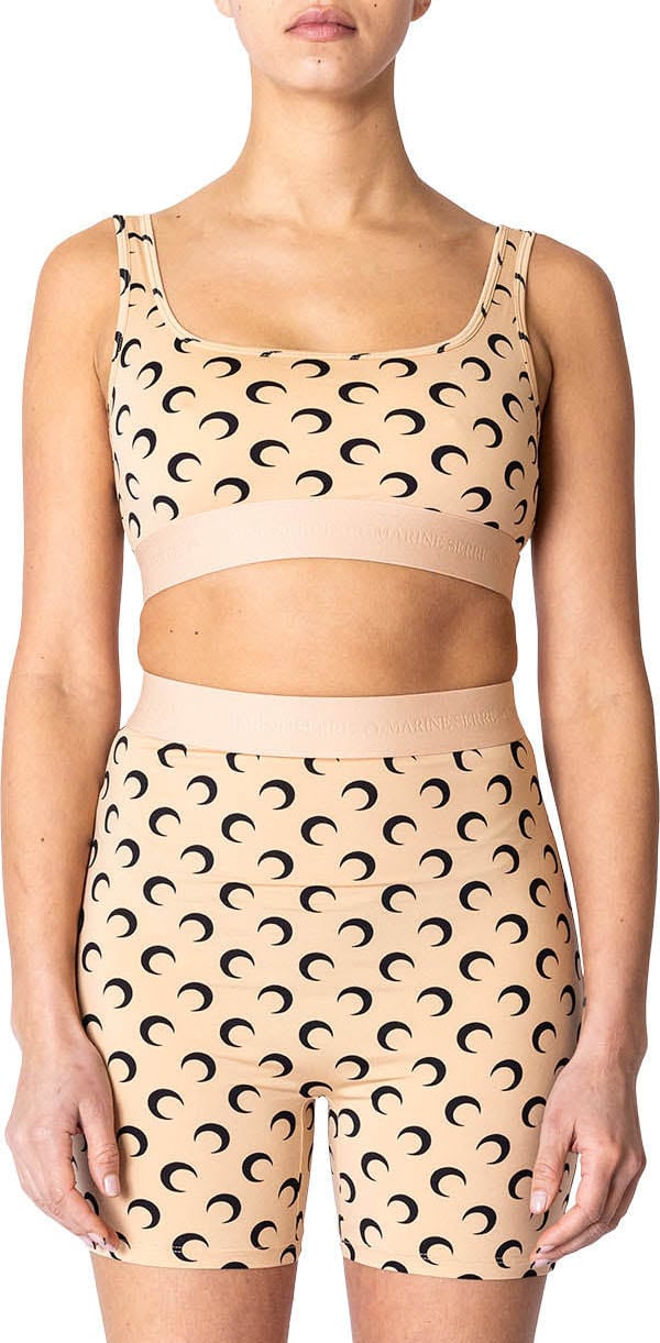 Marine Serre RECYCLED MOON JERSEY SPORTS BRA TAN Bruin