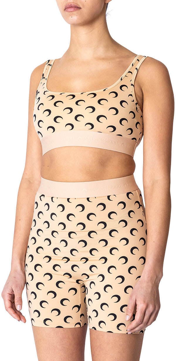 Marine Serre RECYCLED MOON JERSEY SPORTS BRA TAN Bruin