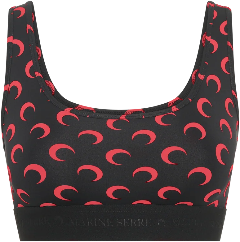 Marine Serre MOON PRINTED JERSEY SPORTS BRA BLACK/RED Zwart