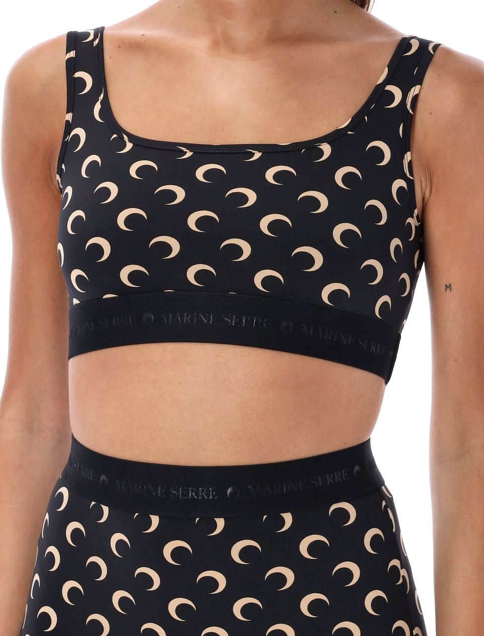 Marine Serre Bra Moon Black Moon Tan Zwart