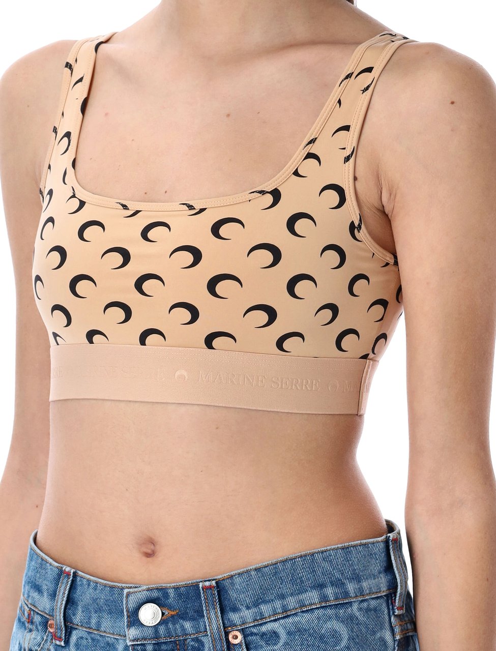 Marine Serre Bra Moon Tan Black Moon Zwart