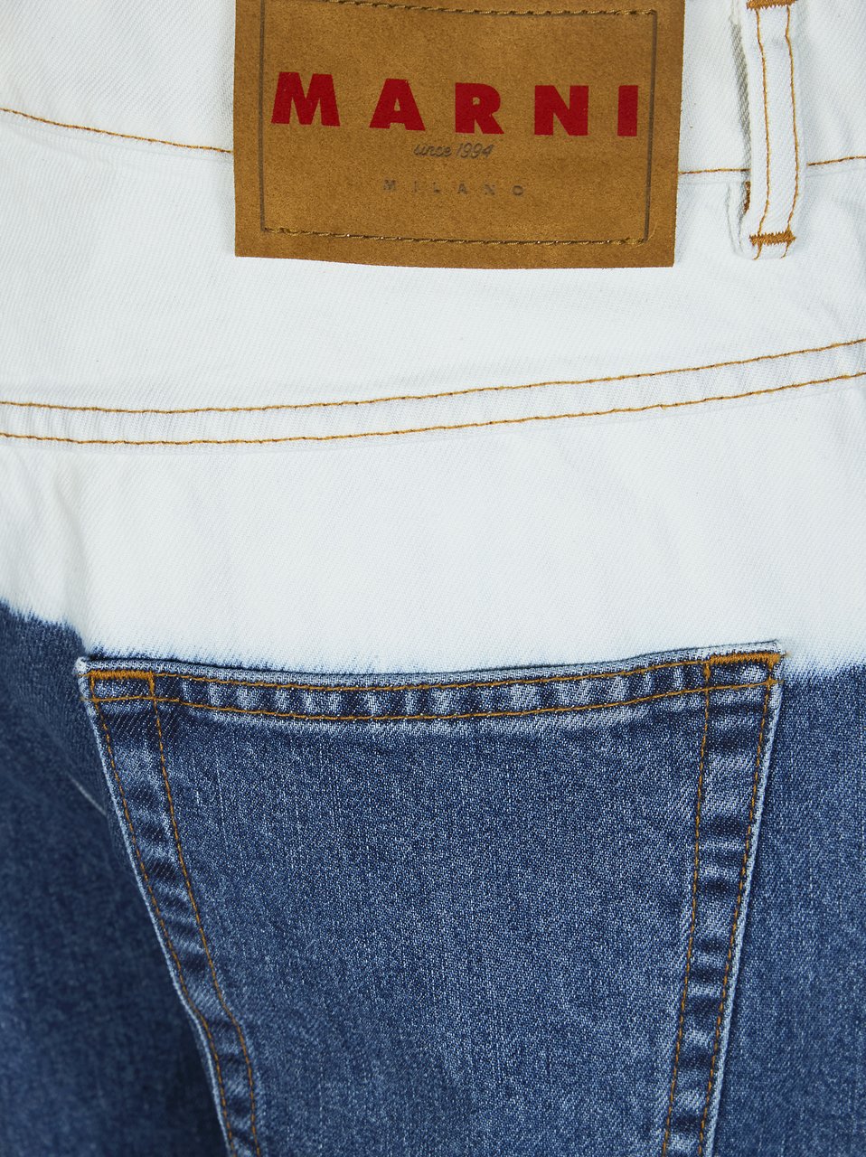 Marni Two Tone Blue White Five Pocket Jeans Groen