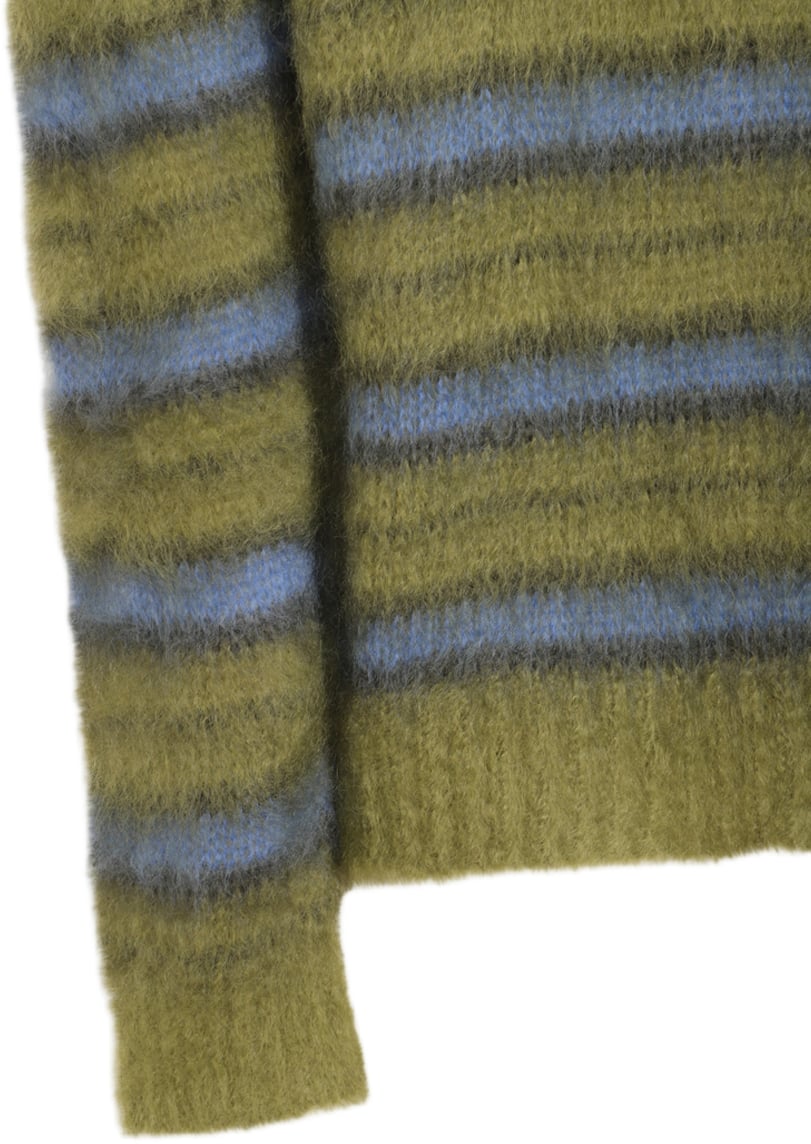 Marni Fuzzy Texture Sweater with Horizontal Stripes Goud