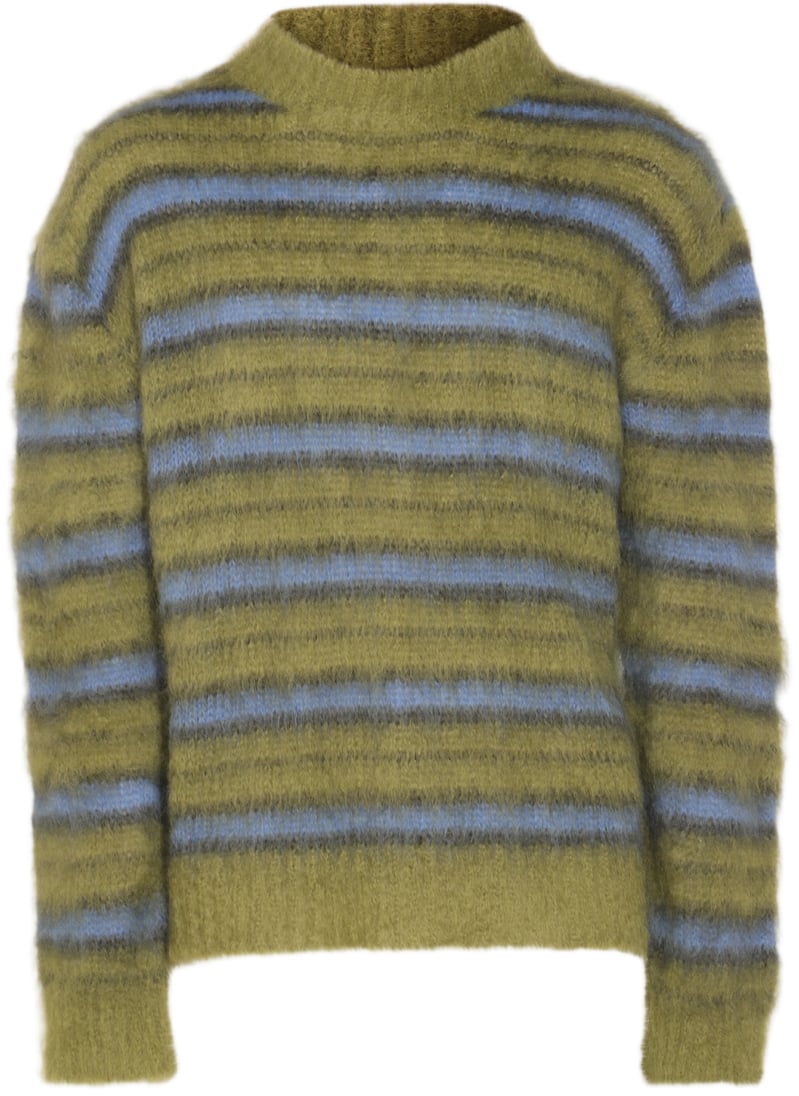 Marni Fuzzy Texture Sweater with Horizontal Stripes Goud