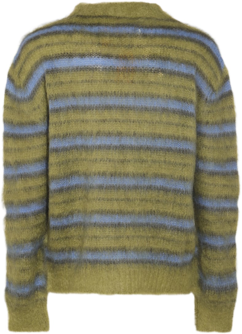 Marni Fuzzy Texture Sweater with Horizontal Stripes Goud