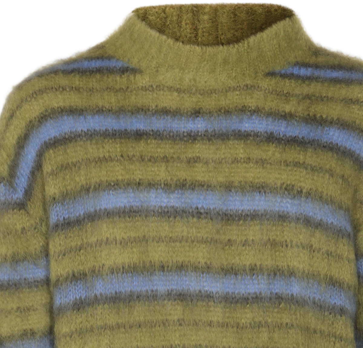 Marni Fuzzy Texture Sweater with Horizontal Stripes Goud