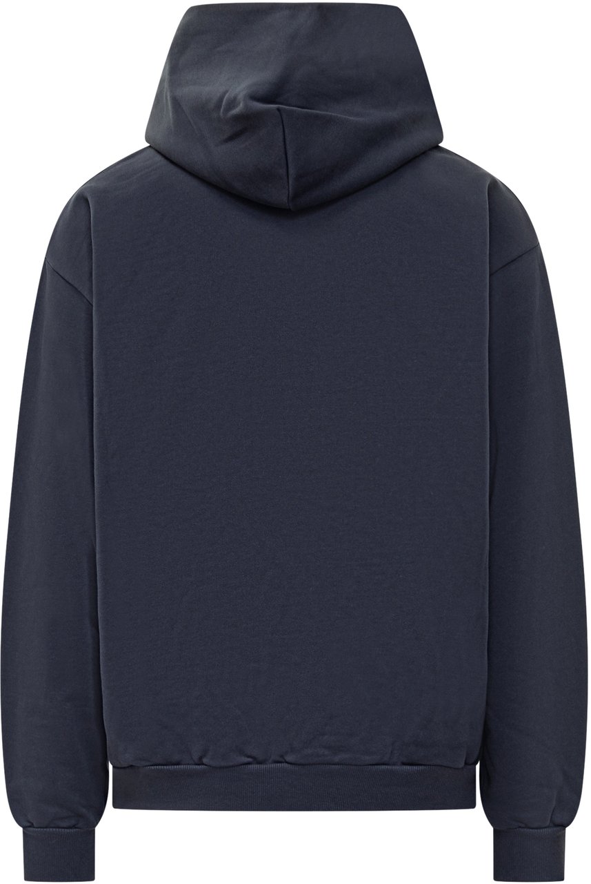 Marni Felpa con Cappuccio e Logo Rosso Marni Navy