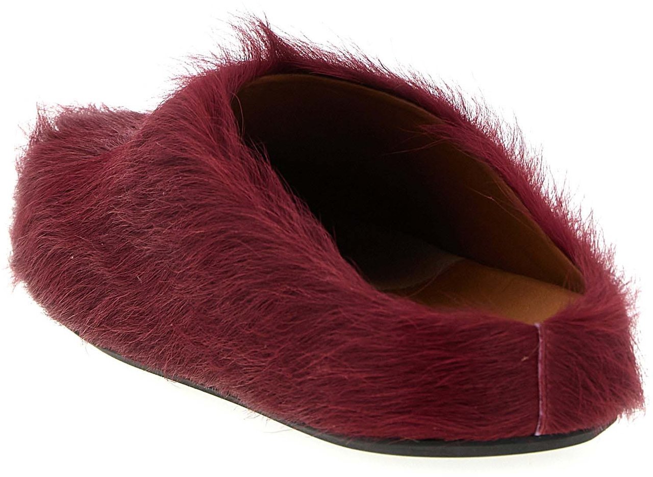 Marni Bordeaux Calfskin Clogs Maroon