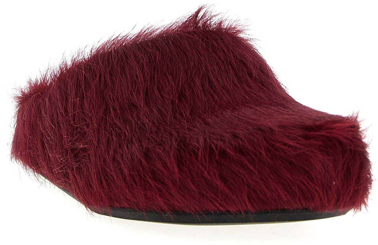 Marni Bordeaux Calfskin Clogs Maroon