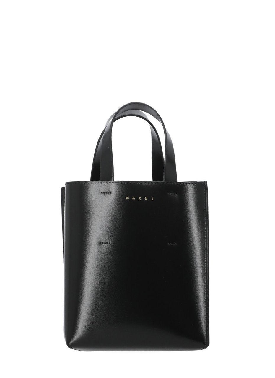 Marni Museo Mini Handbag with Adjustable Logoed Strap Zwart