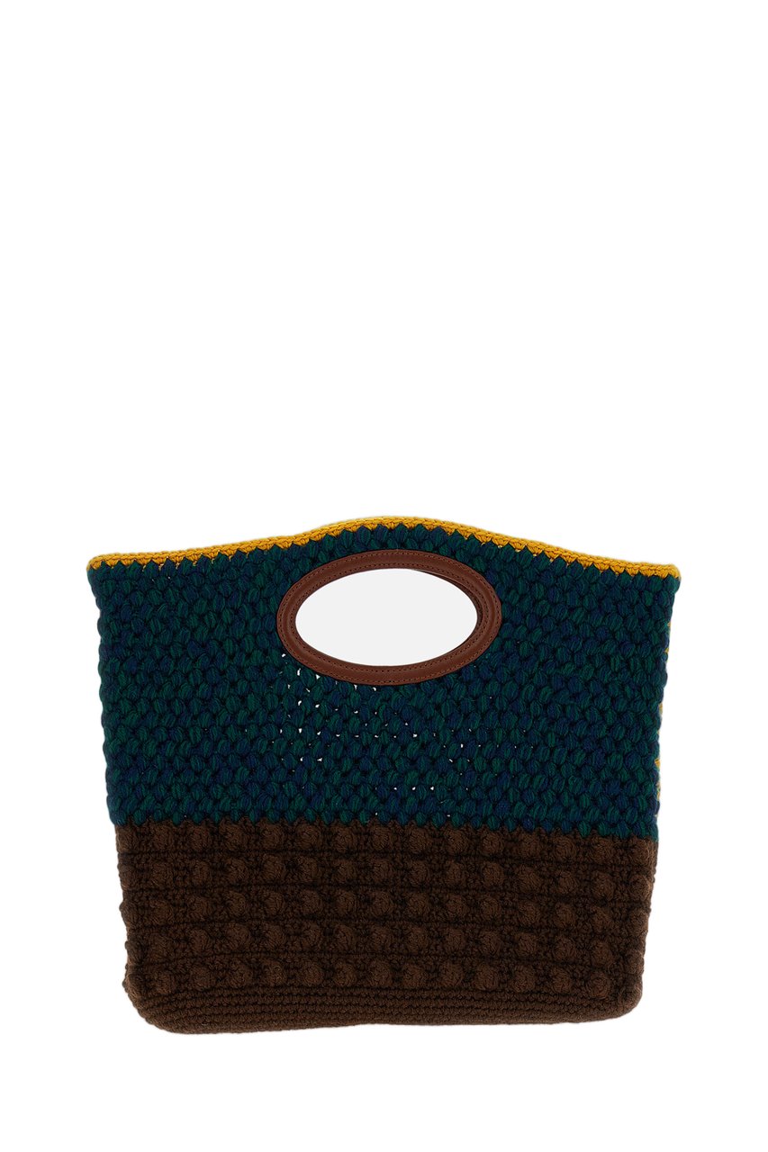 Marni Green Knotty Crochet Wool Knit Clutch Groen