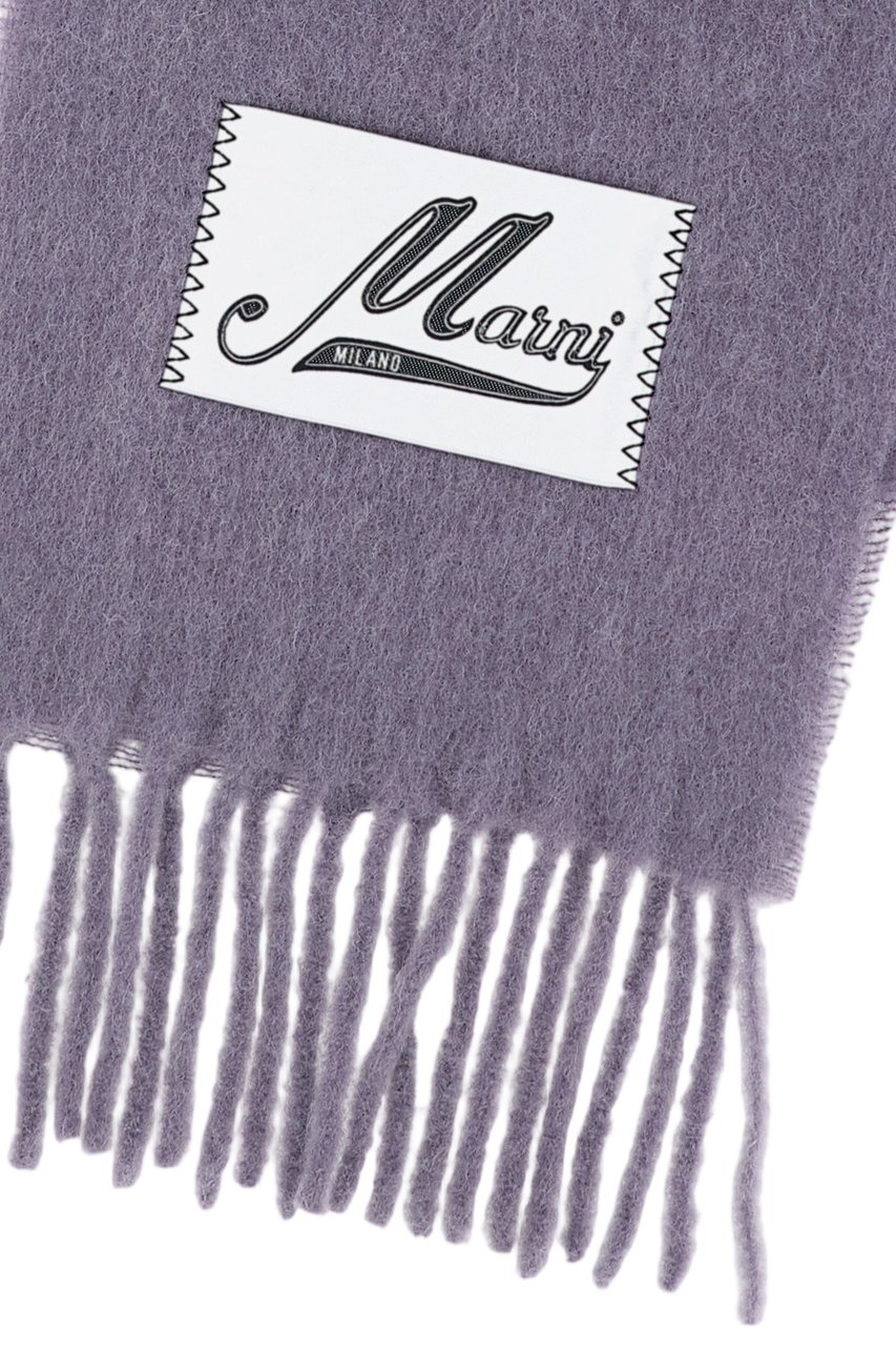 Marni Blue Alpaca Soft Fringed Scarf Paars