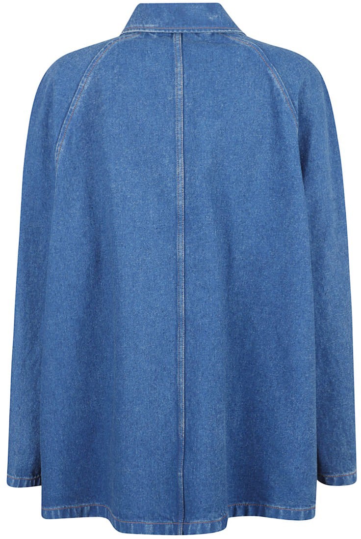 Marni Oversized Denim Jacket With Structured Collar Blauw