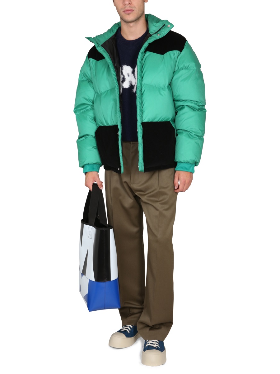 Marni COLOR-BLOCK DOWN JACKET Groen