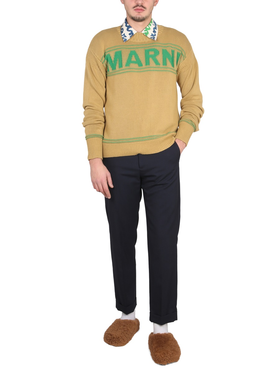 Marni KNIT SWEATSHIRT WITH LOGO Geel
