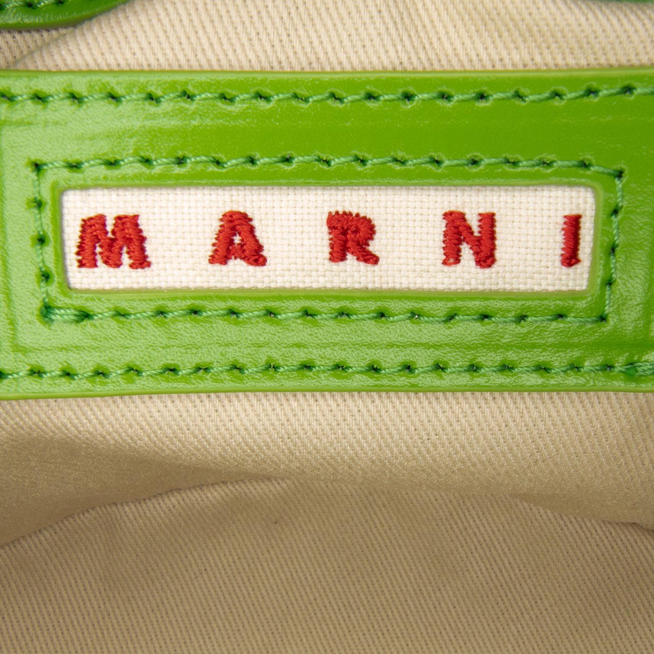 Marni Micro Leather and Raffia Cotton Emroidered Tropicalia Bag Groen