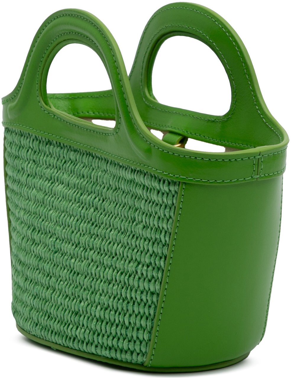 Marni Micro Leather and Raffia Cotton Emroidered Tropicalia Bag Groen