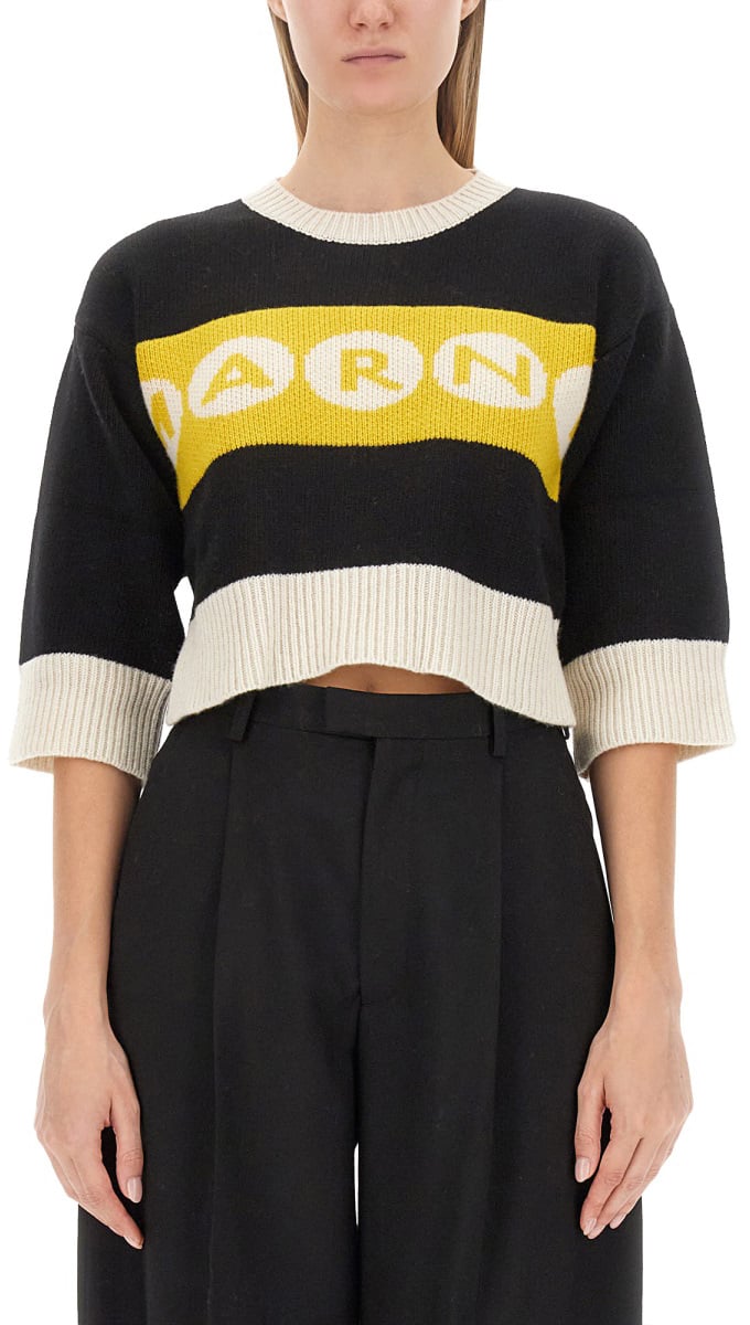 Marni JERSEY WITH LOGO Zwart