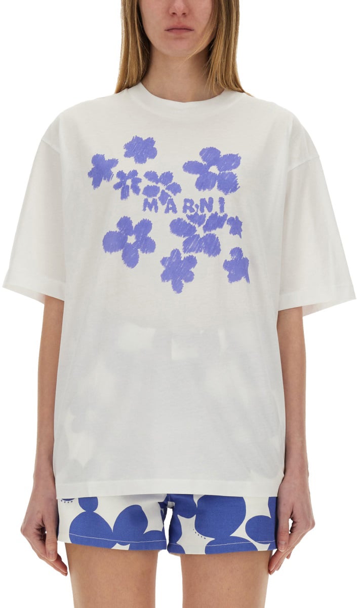 Marni "BOXY" T-SHIRT WITH PRINT Wit