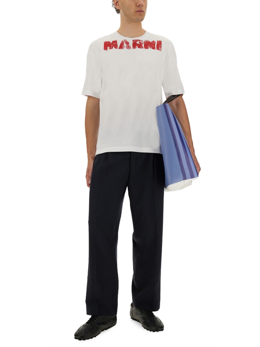 Marni COTTON T-SHIRT WITH MAXI PRINT Wit