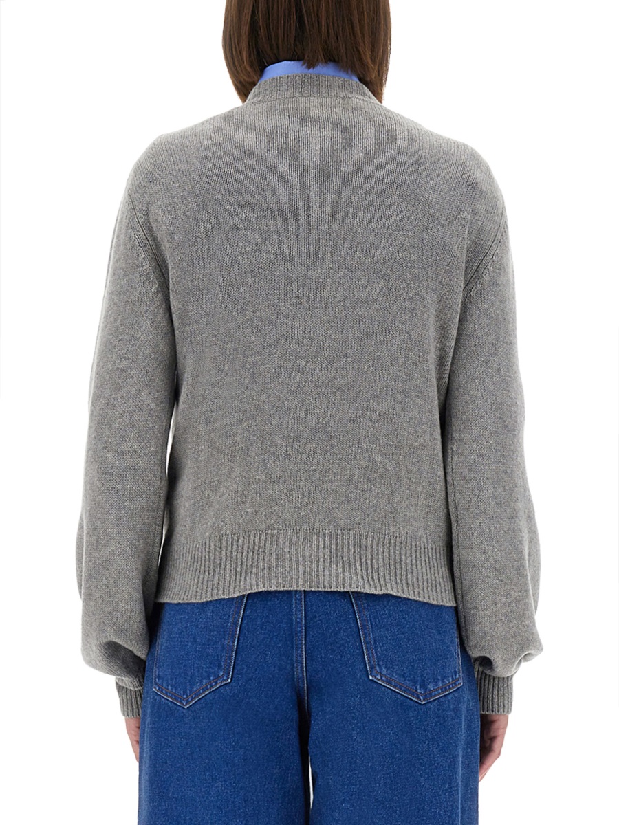 Marni CASHMERE CARDIGAN WITH LOGO Grijs