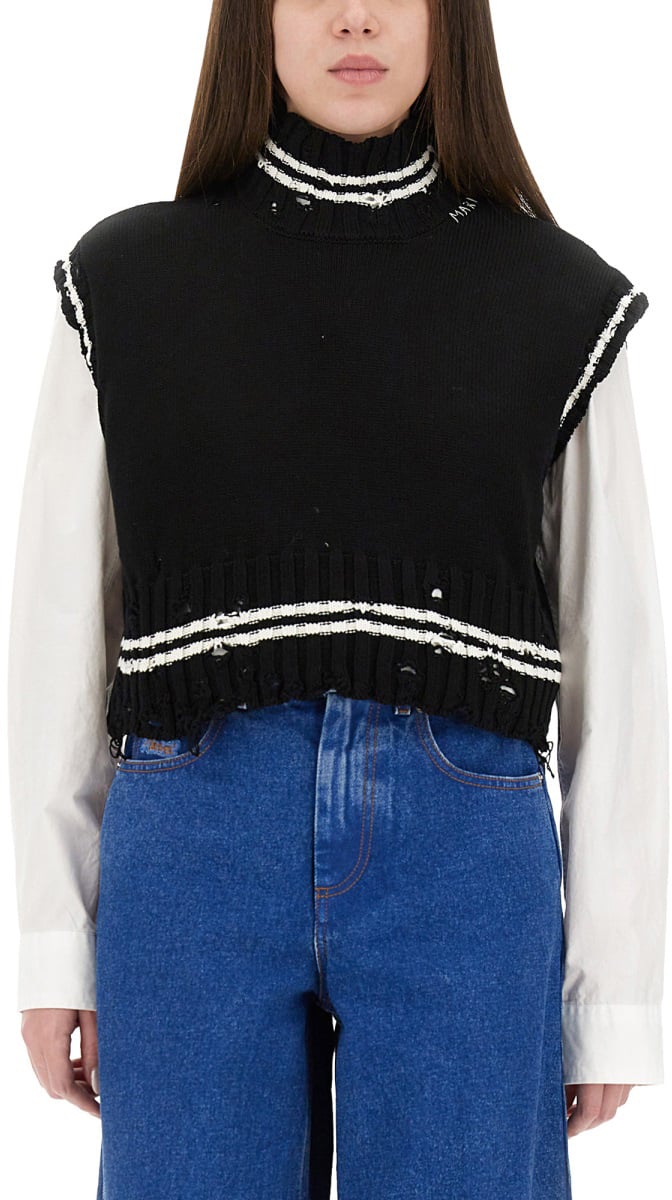 Marni SHORT COTTON VEST Zwart