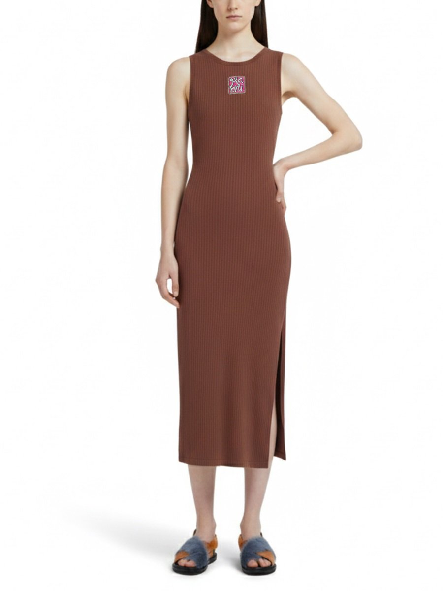 Marni "MARNI FRAME" LOGO MIDI DRESS Bruin