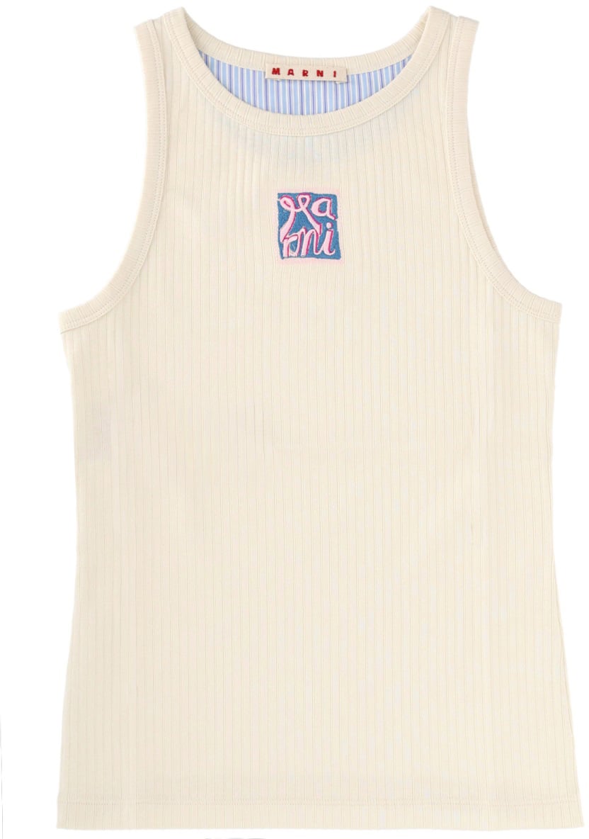 Marni TANK TOP WITH LOGO Beige