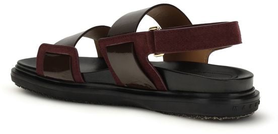 Marni Black Calf Leather Bos Taurus Strap-On Sandals Zwart