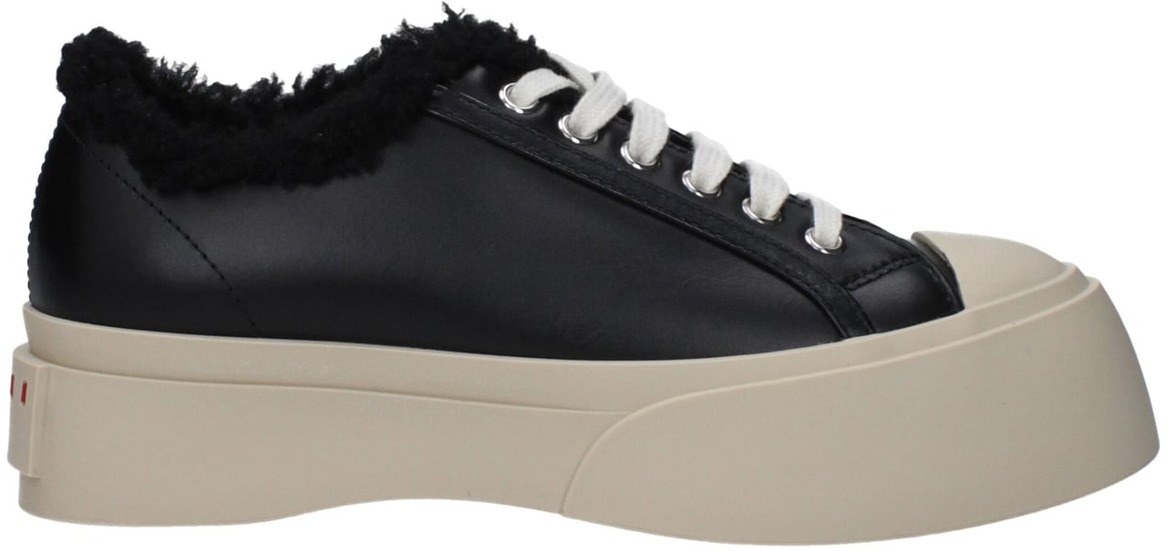 Marni Black Leather Chunky Sneakers Zwart