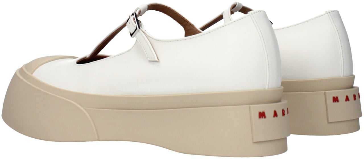 Marni White Leather Slip-On Loafers Wit