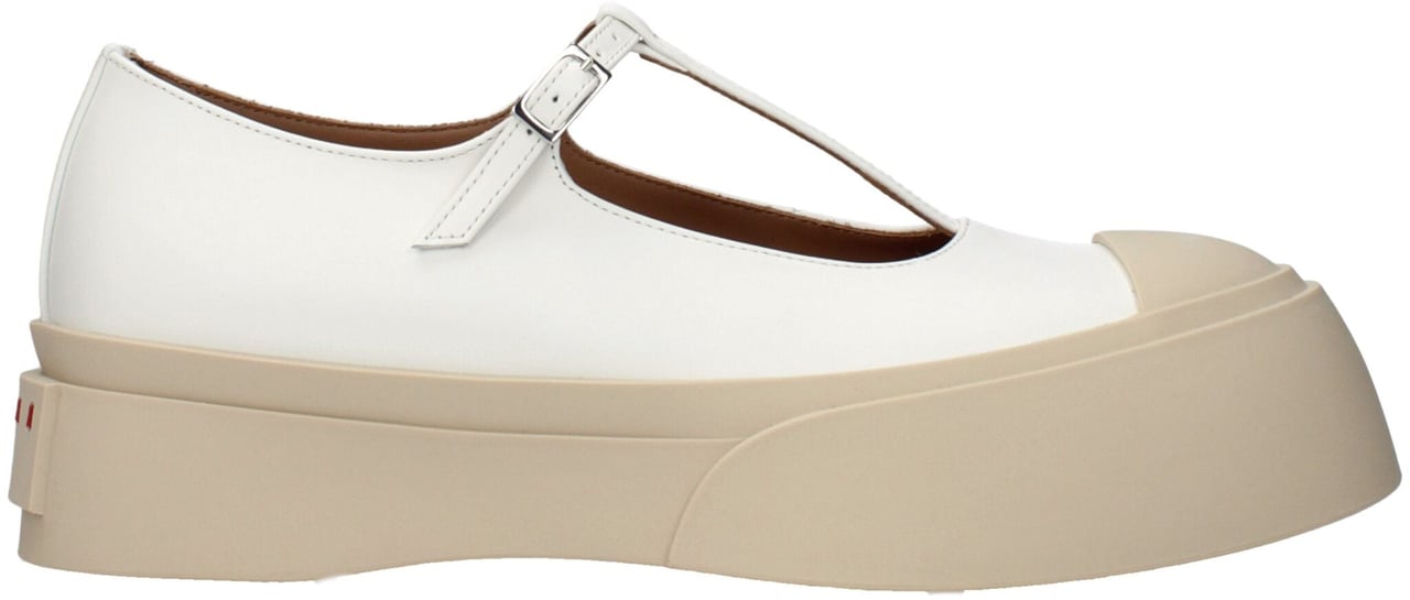 Marni White Leather Slip-On Loafers Wit