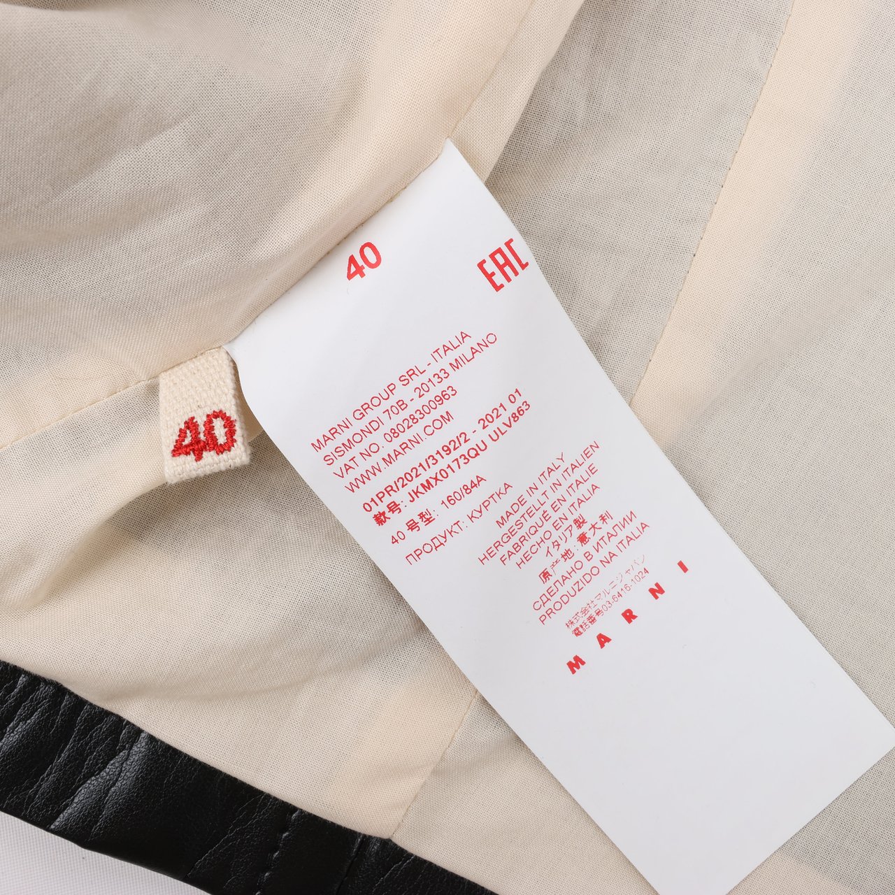 Marni Marni Two-Tone Cropped Leather Jacket, Size 40 Zwart