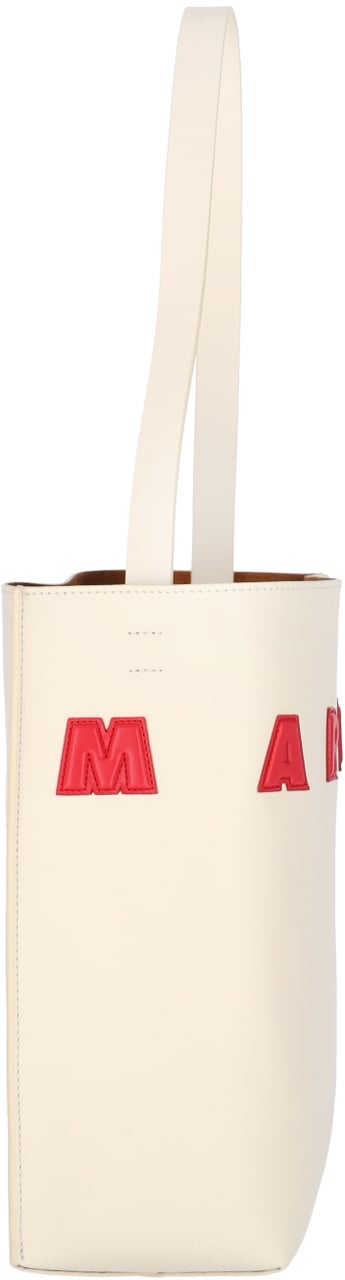 Marni Structured Handbag With Bold Lettering And Minimalist Design Neutraal