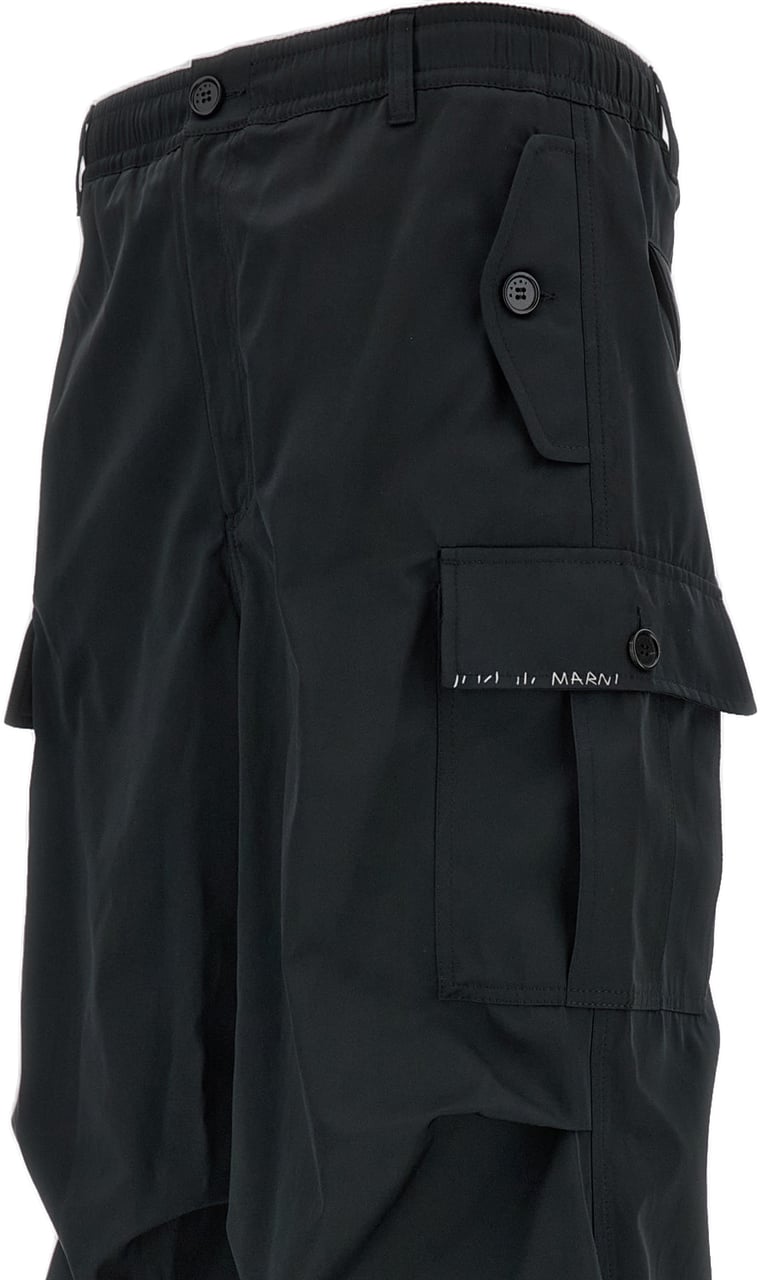Marni Black Cargo Taffeta Trousers Zwart