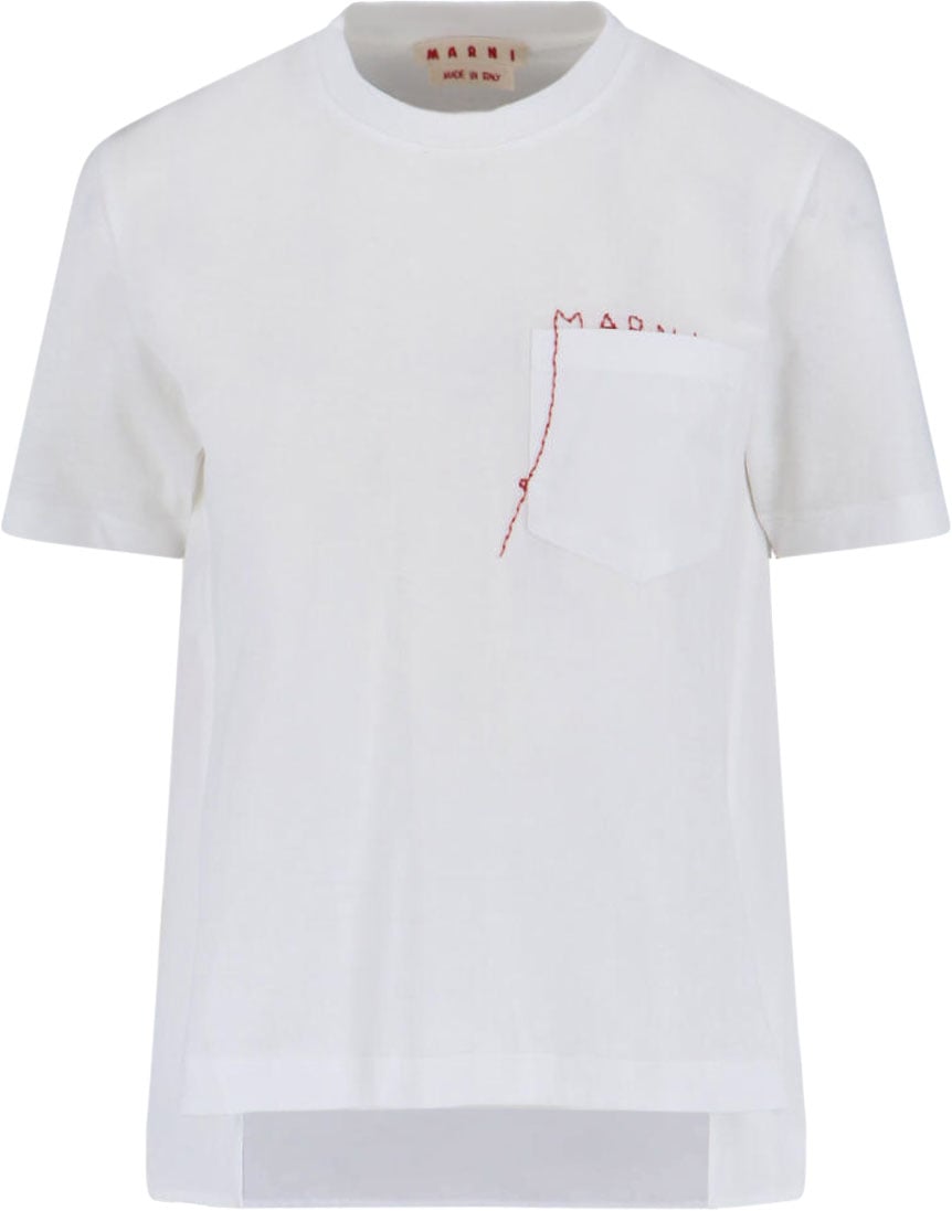 Marni Classic White T-Shirt With Minimalist Design Wit