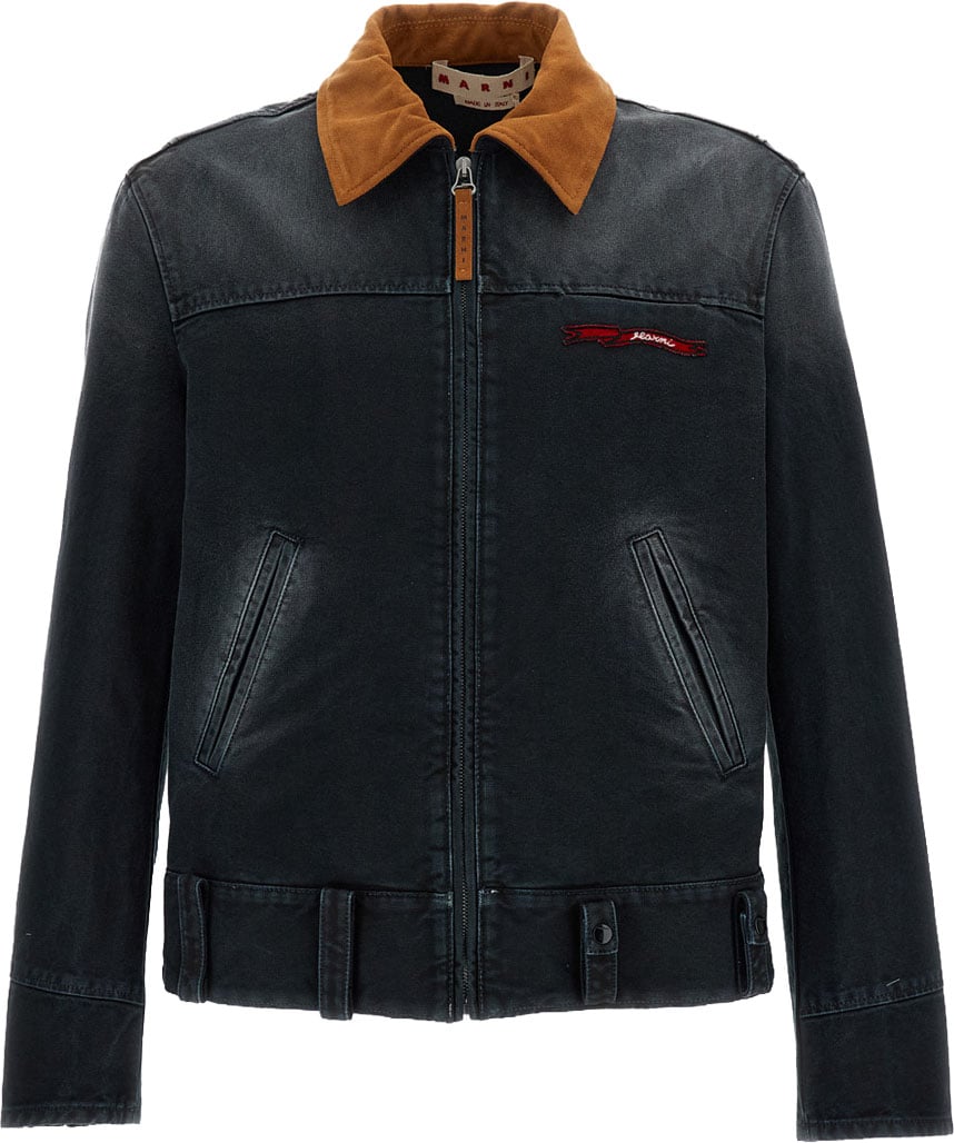 Marni Black Cotton Canvas Work Jacket Zwart