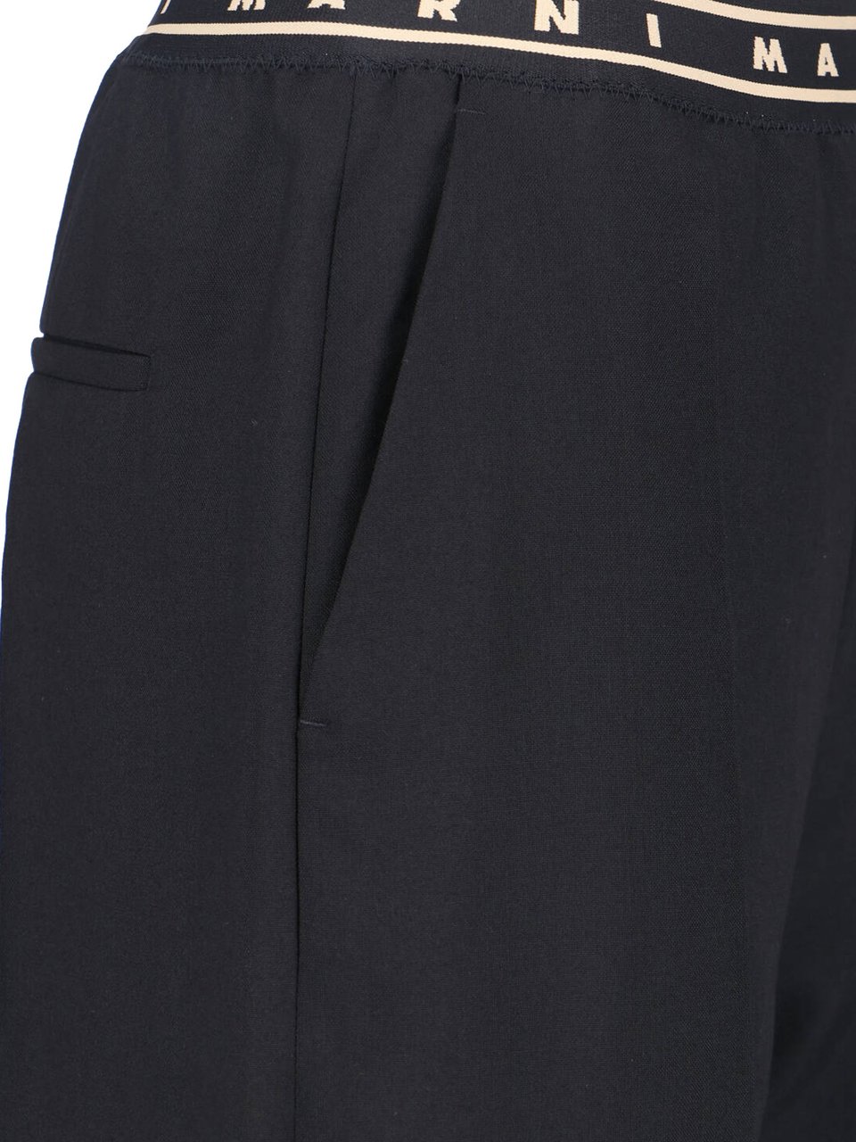 Marni Black Wide-Leg Virgin Wool Trousers Zwart