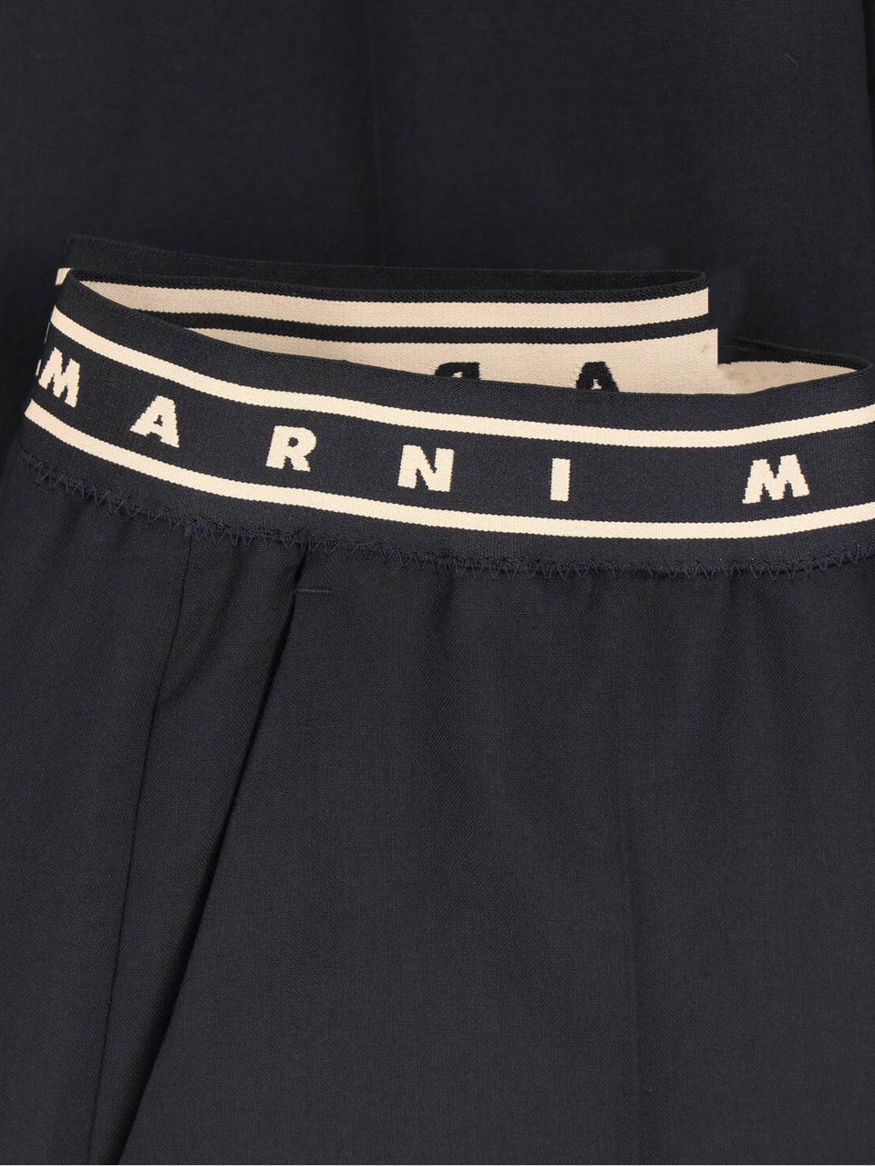 Marni Black Wide-Leg Virgin Wool Trousers Zwart