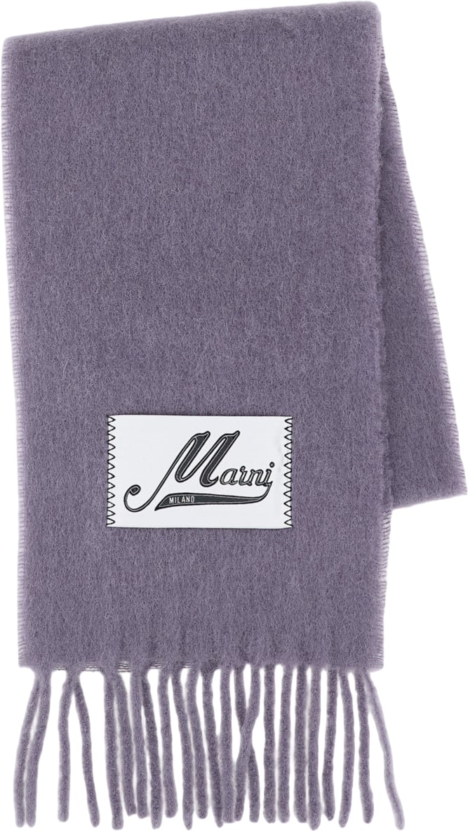 Marni Brushed Alpaca Scarf With Fringed Detailing Paars