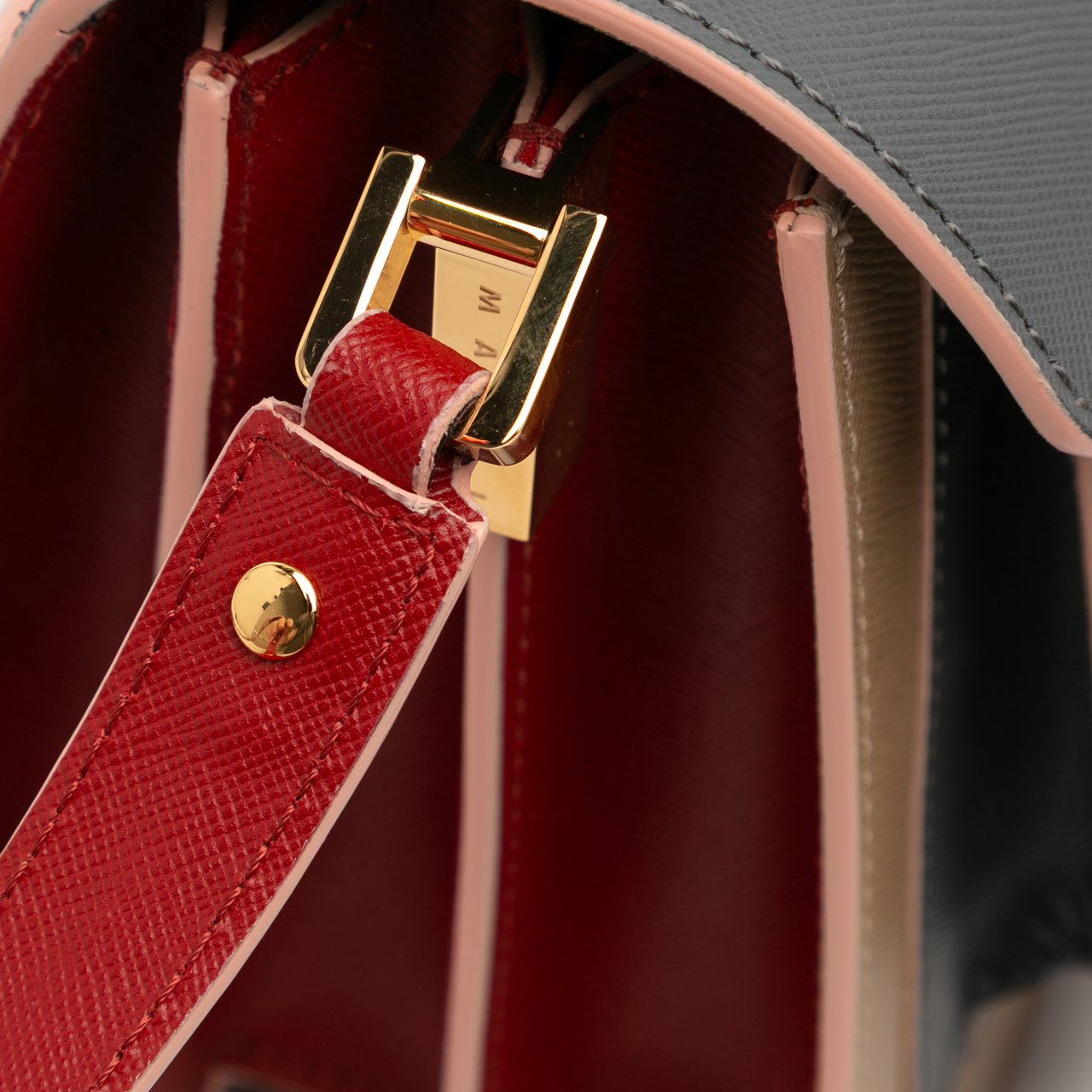 Marni Tricolor Leather Trunk Crossbody Bruin