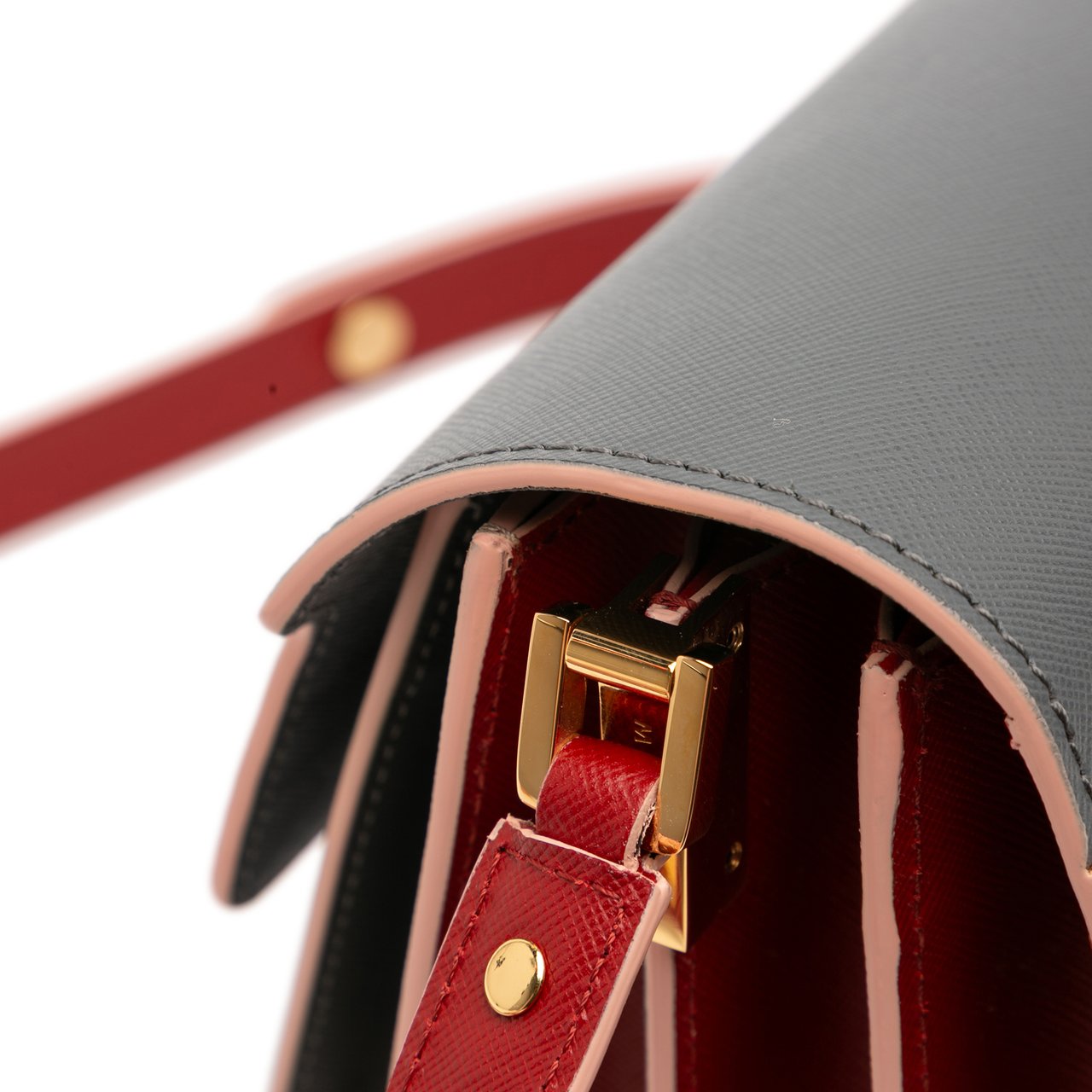 Marni Tricolor Leather Trunk Crossbody Bruin