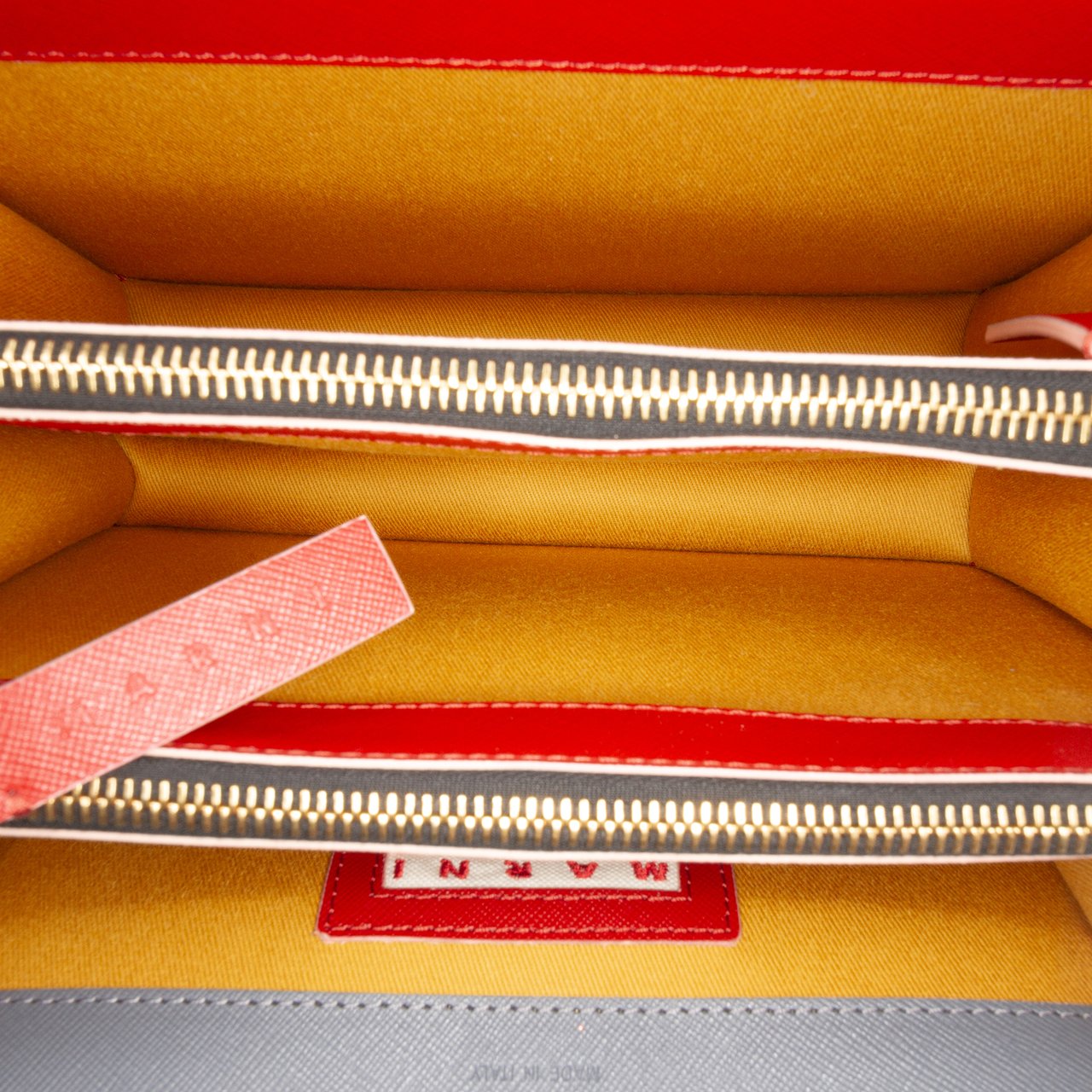 Marni Tricolor Leather Trunk Crossbody Bruin