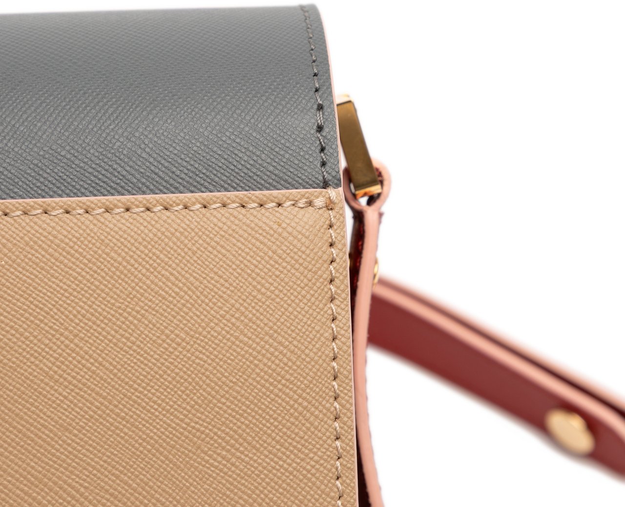 Marni Tricolor Leather Trunk Crossbody Bruin